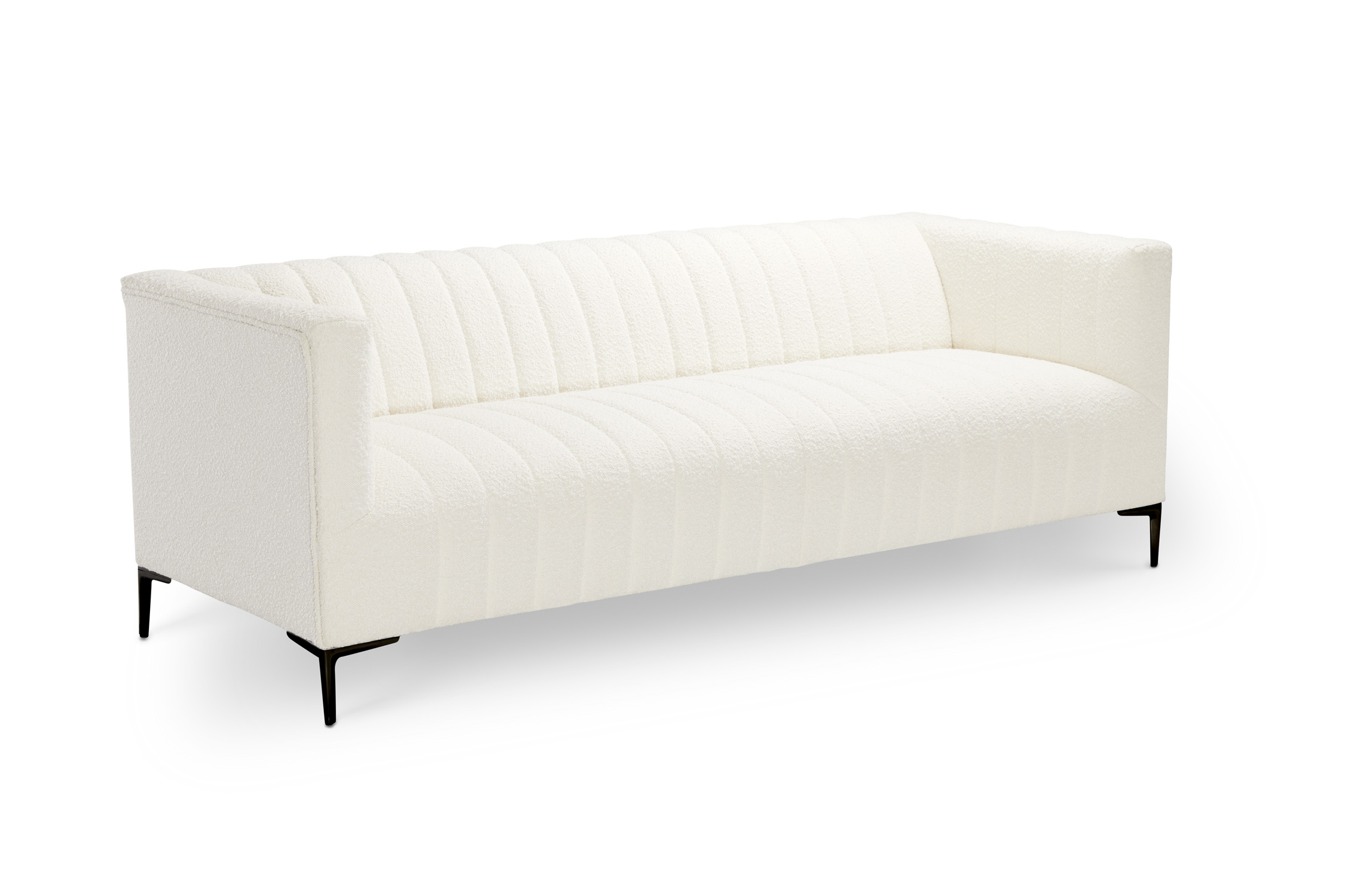 Florian Sofa: Boucle Ivory with Black Legs